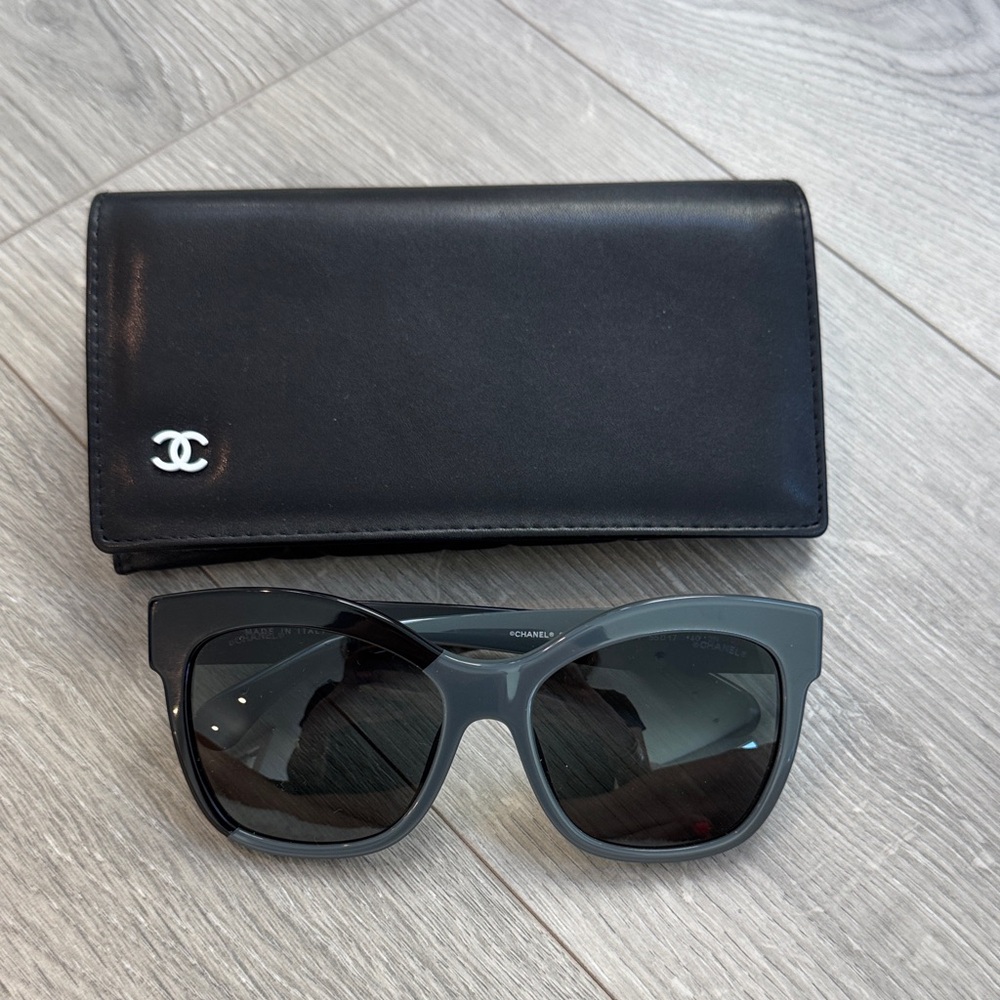 Chanel black and grey square sunglasses